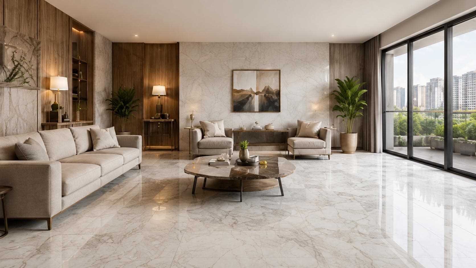 Modern apartment interior finished with Quickset tiles